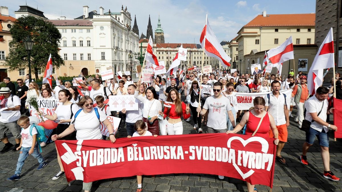 V Praze se demonstrovalo na podporu běloruských protestů